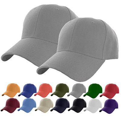 2pcs Baseball Cap for Mens Womens Adjustable Size for Outdoor Activities All-Match Solid Color Sports Casual Style Hats (Gray)
