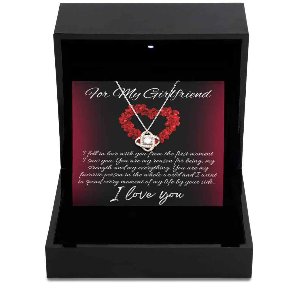 Love Knot Rose Gold Necklace Luxury Box Infinite love for my girlfriend from boyfriend, necklace for the love of my life