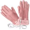 BESPORTBLE USB Heated Gloves for Women, Electric Hand Warmer Winter Warming Heating Glove with Adjustable Temperature, Suede Thermal Mittens for Walking Outdoor Driving, Pink view 1