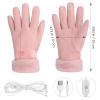 BESPORTBLE USB Heated Gloves for Women, Electric Hand Warmer Winter Warming Heating Glove with Adjustable Temperature, Suede Thermal Mittens for Walking Outdoor Driving, Pink view 4
