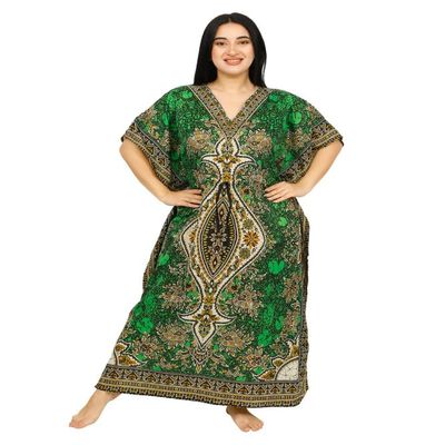 Women's Long Kaftan Dress Maxi Caftan Dress Gown Top Night (Green)