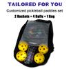 Personalized Pickle Ball Rackets Set of 2,Graphite Pickleballs Paddles with 4 Balls and Portable Bag,Pickleball Rackets 2 Pack with Photo or Text Purple view 4