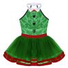 YOOJIA Kids Girls Halter Neck Sparkly Sequined Ballet Dance Leotard Tuxedo Costume Modern Dance Circus Tutu Dress Green 4 view 3