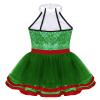 YOOJIA Kids Girls Halter Neck Sparkly Sequined Ballet Dance Leotard Tuxedo Costume Modern Dance Circus Tutu Dress Green 4 view 4