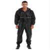 Hularka Men's One Piece Lightweight Rain Suit Waterproof Windproof Rainwear Reflective Strip Jumpsuit Black X-Large view 1