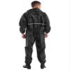 Hularka Men's One Piece Lightweight Rain Suit Waterproof Windproof Rainwear Reflective Strip Jumpsuit Black X-Large view 3