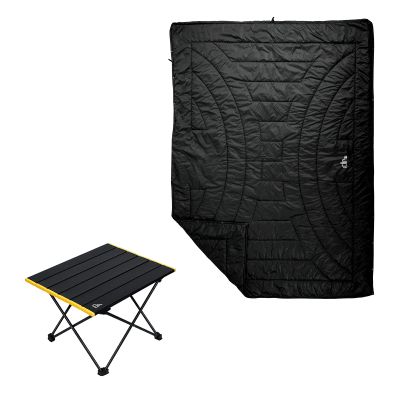 iClimb 1 3M Thinsulate Insulation Warm Camping Blanket and 1 Small Folding Table Bundle, Ultralight Compact for Solo Adult Outdoor Backpacking Camping Hiking Beach Concert