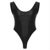 QinCiao Men's U Neck Bodysuits Tight Oil Glossy One Piece High Neck Tank Tops Shapewear Swimsuits Black X-Large view 1