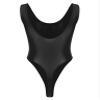 QinCiao Men's U Neck Bodysuits Tight Oil Glossy One Piece High Neck Tank Tops Shapewear Swimsuits Black X-Large view 2