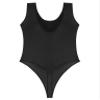 QinCiao Men's U Neck Bodysuits Tight Oil Glossy One Piece High Neck Tank Tops Shapewear Swimsuits Black X-Large view 4