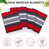 Oudain 4 Pcs Mexican Blankets Bulk Handwoven Mexican Yoga Blanket Towel Colorful Falsa Serape Woven Throw Blanket Boho Beach Blankets for Outdoor Camping Beach Picnic Travel Home(Red) view 4