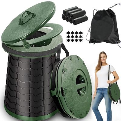 ALEVMOOM XXL Portable Toilet for Camping,880lbs Capacity,19.7" H Adjustable Portable Toilet with 7 Garbage Bags,Porta Potty for Adults,Collapsible Luggable Loo for Camping/Travel/Car/Hiking