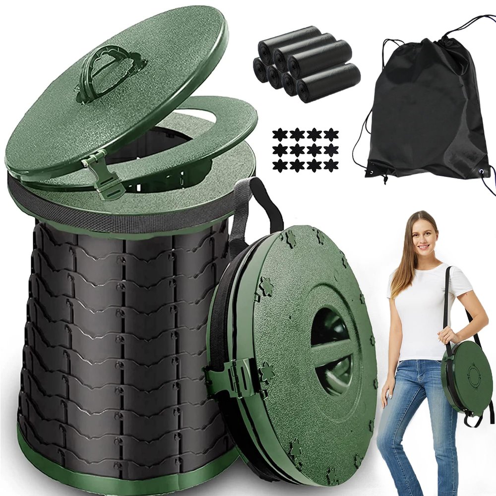 ALEVMOOM XXL Portable Toilet for Camping,880lbs Capacity,19.7" H Adjustable Portable Toilet with 7 Garbage Bags,Porta Potty for Adults,Collapsible Luggable Loo for Camping/Travel/Car/Hiking