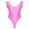 LiiYii Men's Oil Shiny Bodysuit Tank Vest Tops One Piece Shapewear High Elastic Tights Slim Leotard Pink X-Large view 1