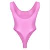 LiiYii Men's Oil Shiny Bodysuit Tank Vest Tops One Piece Shapewear High Elastic Tights Slim Leotard Pink X-Large view 2