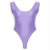 QinCiao Men's U Neck Bodysuits Tight Oil Glossy One Piece High Neck Tank Tops Shapewear Swimsuits Light Purple X-Large view 1