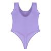 QinCiao Men's U Neck Bodysuits Tight Oil Glossy One Piece High Neck Tank Tops Shapewear Swimsuits Light Purple X-Large view 4