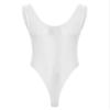 QinCiao Men's U Neck Bodysuits Tight Oil Glossy One Piece High Neck Tank Tops Shapewear Swimsuits White X-Large view 1