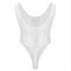 QinCiao Men's U Neck Bodysuits Tight Oil Glossy One Piece High Neck Tank Tops Shapewear Swimsuits White X-Large view 2