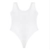 QinCiao Men's U Neck Bodysuits Tight Oil Glossy One Piece High Neck Tank Tops Shapewear Swimsuits White X-Large view 3