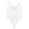 QinCiao Men's U Neck Bodysuits Tight Oil Glossy One Piece High Neck Tank Tops Shapewear Swimsuits White X-Large view 4