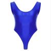 LiiYii Men's Oil Shiny Bodysuit Tank Vest Tops One Piece Shapewear High Elastic Tights Slim Leotard Blue X-Large view 1