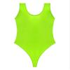 QinCiao Men's U Neck Bodysuits Tight Oil Glossy One Piece High Neck Tank Tops Shapewear Swimsuits Fluorescent Green X-Large view 3