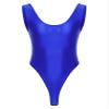 Agoky Men's Shiny Oil Glossy Bodysuits Glossy Silky Tank Tops Bikini Leotard Smooth Jumpsuits Blue X-Large view 1