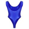 Agoky Men's Shiny Oil Glossy Bodysuits Glossy Silky Tank Tops Bikini Leotard Smooth Jumpsuits Blue X-Large view 2