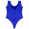 Agoky Men's Shiny Oil Glossy Bodysuits Glossy Silky Tank Tops Bikini Leotard Smooth Jumpsuits Blue X-Large view 4