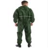 Hularka Men's One Piece Lightweight Rain Suit Waterproof Windproof Rainwear Reflective Strip Jumpsuit Dark Green 4X-Large view 3