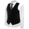 Zeattall Men's Vest Velvet V-Neck Formal Suit Vests Groom Vest Slim Fit Wedding Waistcoat(Black,XL) view 2