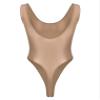 LiiYii Men's Oil Shiny Bodysuit Tank Vest Tops One Piece Shapewear High Elastic Tights Slim Leotard Coffee X-Large view 2