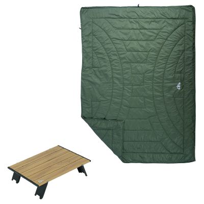 iClimb 1 3M Thinsulate Insulation Warm Camping Blanket and 1 Mini Folding Table Bundle, Ultralight Compact for Solo Adult Outdoor Backpacking Camping Hiking Beach Concert