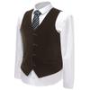 Zeattall Men's Vest Velvet V-Neck Formal Suit Vests Groom Vest Slim Fit Wedding Waistcoat(Coffee,XL) view 2