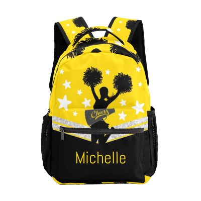 WOWPersonalTailor Cheers Yellow Black Cheerleaders Waterproof Casual Daypack for Hiking Sports