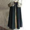 Cloak Coat for Men Winter Warm Gothic Wool Faux Fur Collar Long Cape Cloak Vintage Medieval Viking Fleece Jacket view 2