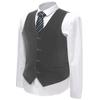 Zeattall Men's Vest Velvet V-Neck Formal Suit Vests Groom Vest Slim Fit Wedding Waistcoat(Grey,3XL) view 2