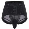 ABAFIP Men's Tummy Control Shapewear Underwear High Waist Body Shaper Slimming Girdle Waist Trainer Corset Lace Briefs Crossdress Lingerie Black Large(US Small) view 2