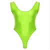 Hularka Men's Glossy Stretchy Bodysuit Swimwear Skinny Backless Sleeveless Vest Leotard Underwear Fluorescent Green X-Large view 1