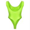 Hularka Men's Glossy Stretchy Bodysuit Swimwear Skinny Backless Sleeveless Vest Leotard Underwear Fluorescent Green X-Large view 2