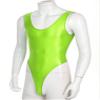 Hularka Men's Glossy Stretchy Bodysuit Swimwear Skinny Backless Sleeveless Vest Leotard Underwear Fluorescent Green X-Large view 3