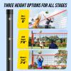 Patiassy Outdoor Portable Volleyball Net Set System for Backyard - Quick & Easy Setup Adjustable Height Steel Poles, PU Volleyball, Pump, Hammer and Carrying Bag (Orange) view 2