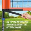 Patiassy Outdoor Portable Volleyball Net Set System for Backyard - Quick & Easy Setup Adjustable Height Steel Poles, PU Volleyball, Pump, Hammer and Carrying Bag (Orange) view 3