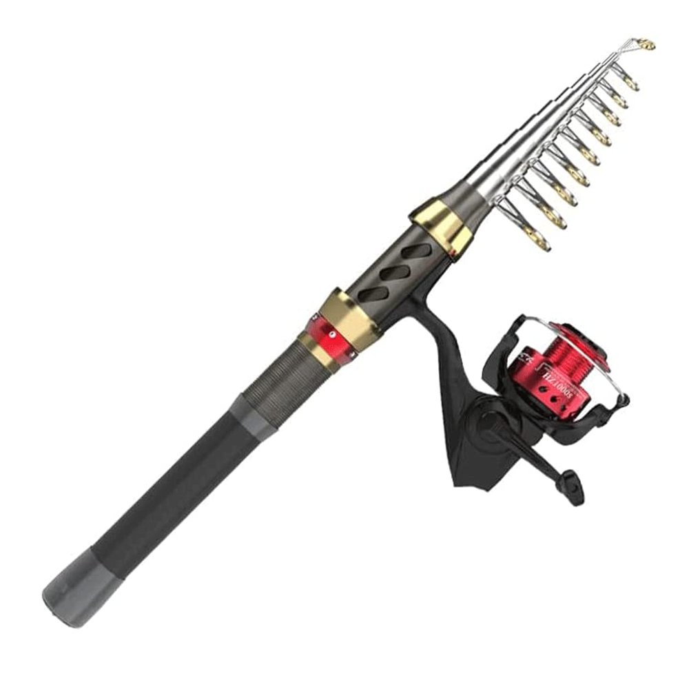 DAPERCI Telescopic Fishing Pole & Reel Combos Fishing Rod Kit Carbon Fiber Fly Fishing Rods with Reel Combos Travel Baitcasting Rods