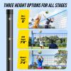 Patiassy Outdoor Volleyball Net System Portable and Easy Setup Adjustable Height Poles with Volleyball, Pump, Hammer, Boundary Line, and Carry Bag for Backyard, Beach, LawnBlue view 2