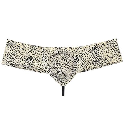 Botmois Men's String Boxer Briefs Underwear Mini Brazilian Bikini Male Enhance Pouch Cheeky Boxers Thong Leopard M