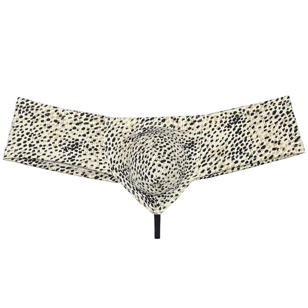 Botmois Men's String Boxer Briefs Underwear Mini Brazilian Bikini Male Enhance Pouch Cheeky Boxers Thong Leopard M