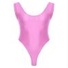 Hularka Men's Glossy Stretchy Bodysuit Swimwear Skinny Backless Sleeveless Vest Leotard Underwear Pink X-Large view 1