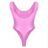 Hularka Men's Glossy Stretchy Bodysuit Swimwear Skinny Backless Sleeveless Vest Leotard Underwear Pink X-Large view 2